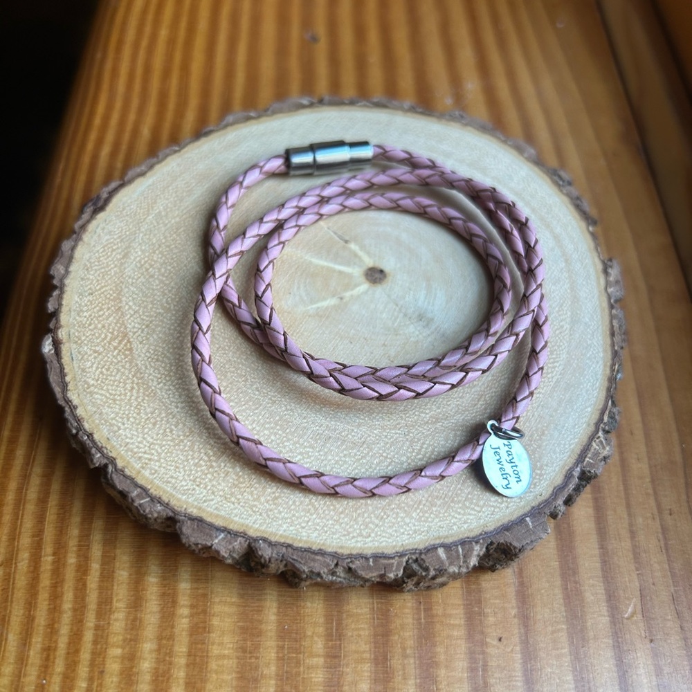 Payton Jewelry Braided Pink Leather Bracelet